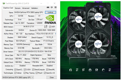 2024 USED RTX 3060 6G Graphics Card GDDR6 192Bit Non LHR Mining Video Cards for GeForce RTX 3060M Gaming Card 46-49Mhs