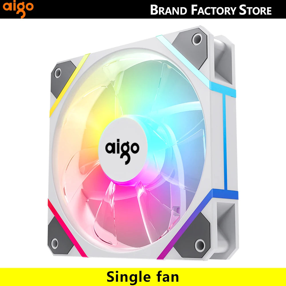 Aigo AM12 Rgb Fan Ventoinha PC Controladora 120mm Computer Case Fan Kit 6pin Water Cooler CPU Cooling Fans Argb 12cm Ventilador