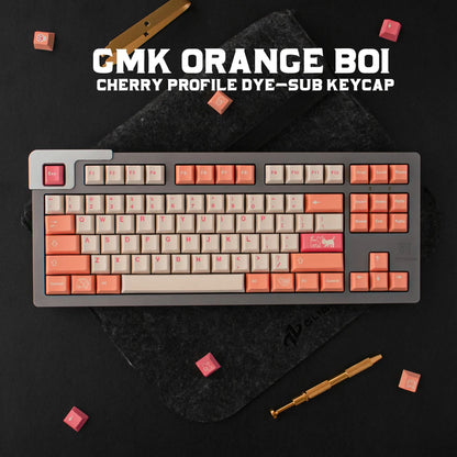 GMK Orange Boi Large Set Cherry Profile DYE-SUB Keycap English Custom Personality Keycaps For Mechanical Keyboard Gaming 61/64