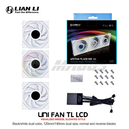 Lian Li LCD TL120 TL140 Forward/Reverse Computer Case Uni Fan, 1.6'' Monitor Display 400*400, 1 / 3 Pcs Pack, New Arrival