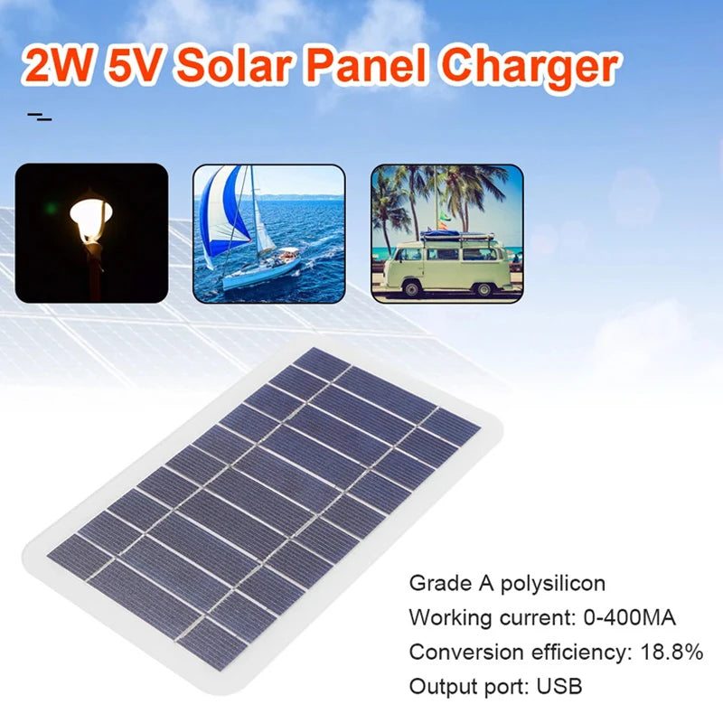 2W Solar Panel USB Portable Outdoor Charging