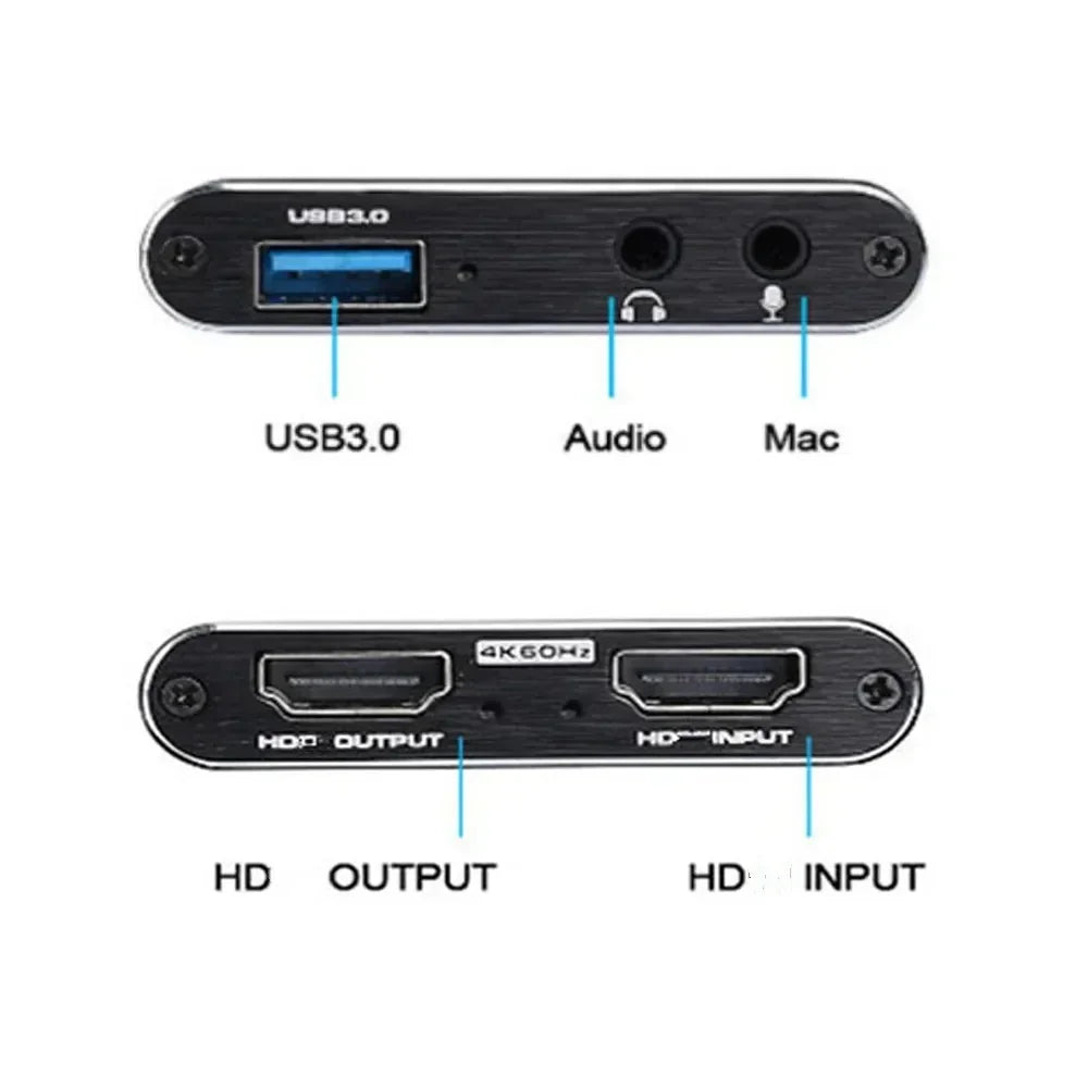 4K HDMI-Compatible USB 3.0 Video Capture Card 1080P 60FPS 60Hz Video Recorder Grabber for Game Recording Live Streaming