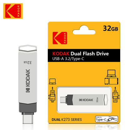 Kodak k273 high-speed USB flash drive 3.2 interface Type-C mobile phone computer dual-use 32GB64GB storage USB flash drive