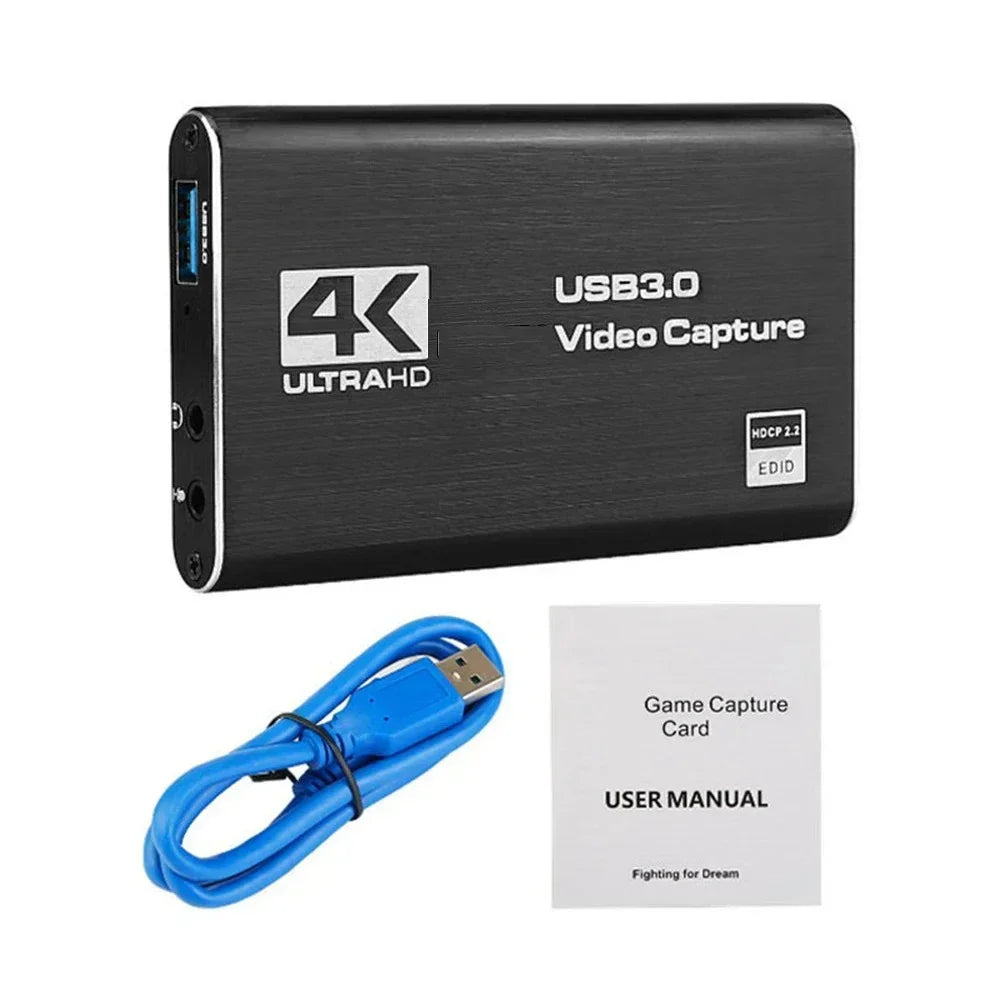 4K HDMI-Compatible USB 3.0 Video Capture Card 1080P 60FPS 60Hz Video Recorder Grabber for Game Recording Live Streaming