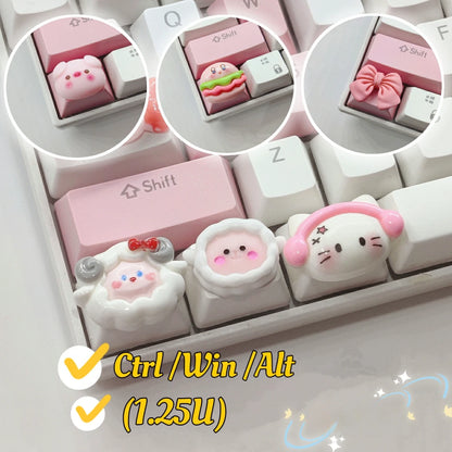 Ctrl Keycap 1.25U Personalized Keycap Customization Love Pink Bow Lamb Replacement Supplement for Mechanical Keyboard