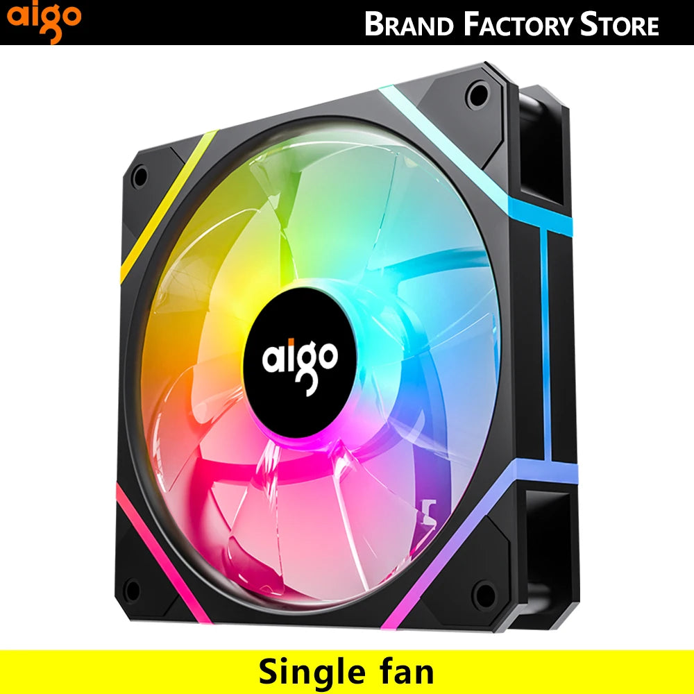 Aigo AM12 Rgb Fan Ventoinha PC Controladora 120mm Computer Case Fan Kit 6pin Water Cooler CPU Cooling Fans Argb 12cm Ventilador