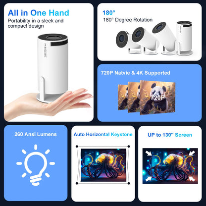 4K Projector Android 11 Dual WiFi BT5.0 Portable Cinema