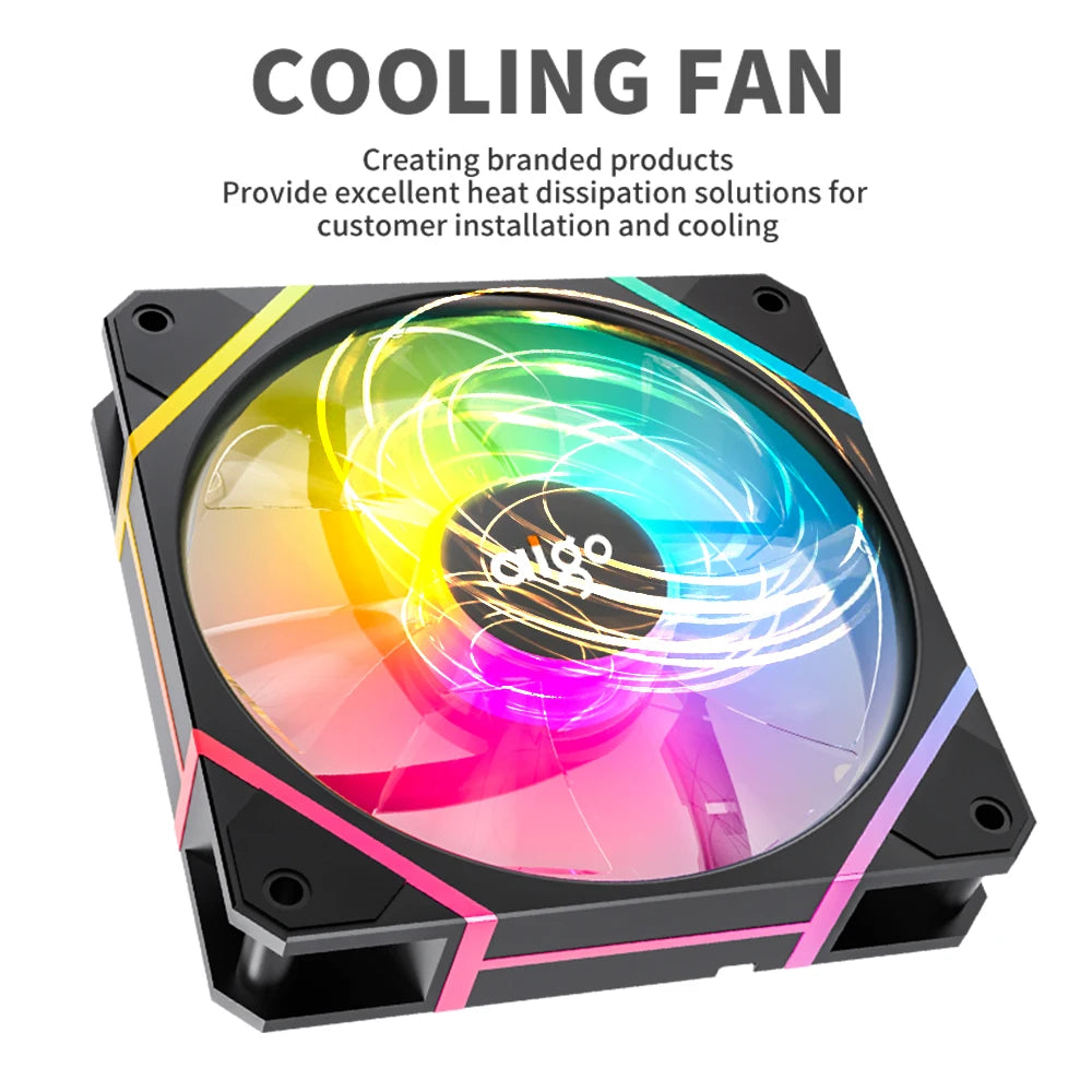 Aigo AM12 Rgb Fan Ventoinha PC Controladora 120mm Computer Case Fan Kit 6pin Water Cooler CPU Cooling Fans Argb 12cm Ventilador