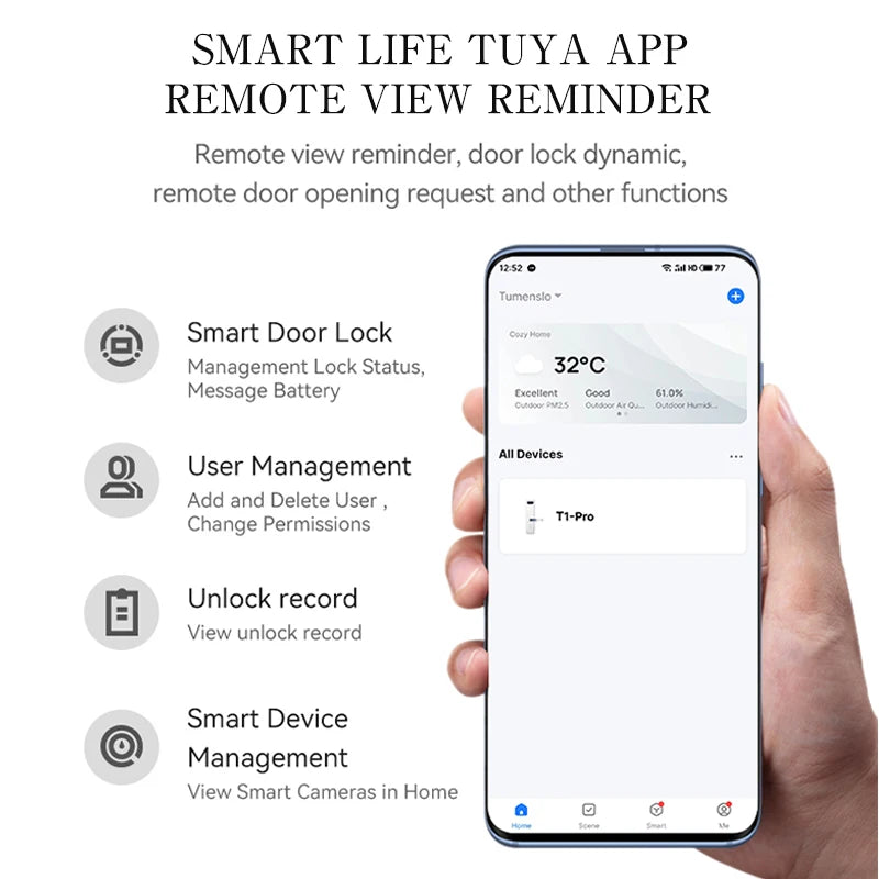 Smart Door Lock with Tuya APP Biometric Fingerprint