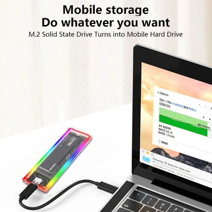 RGB M.2 NVME PCIe NGFF SATA Dual Protocol SSD Case Clear USB Type C 10Gbps PCI-E M2 SSD External Enclosure Hard M/B Key Disk Box