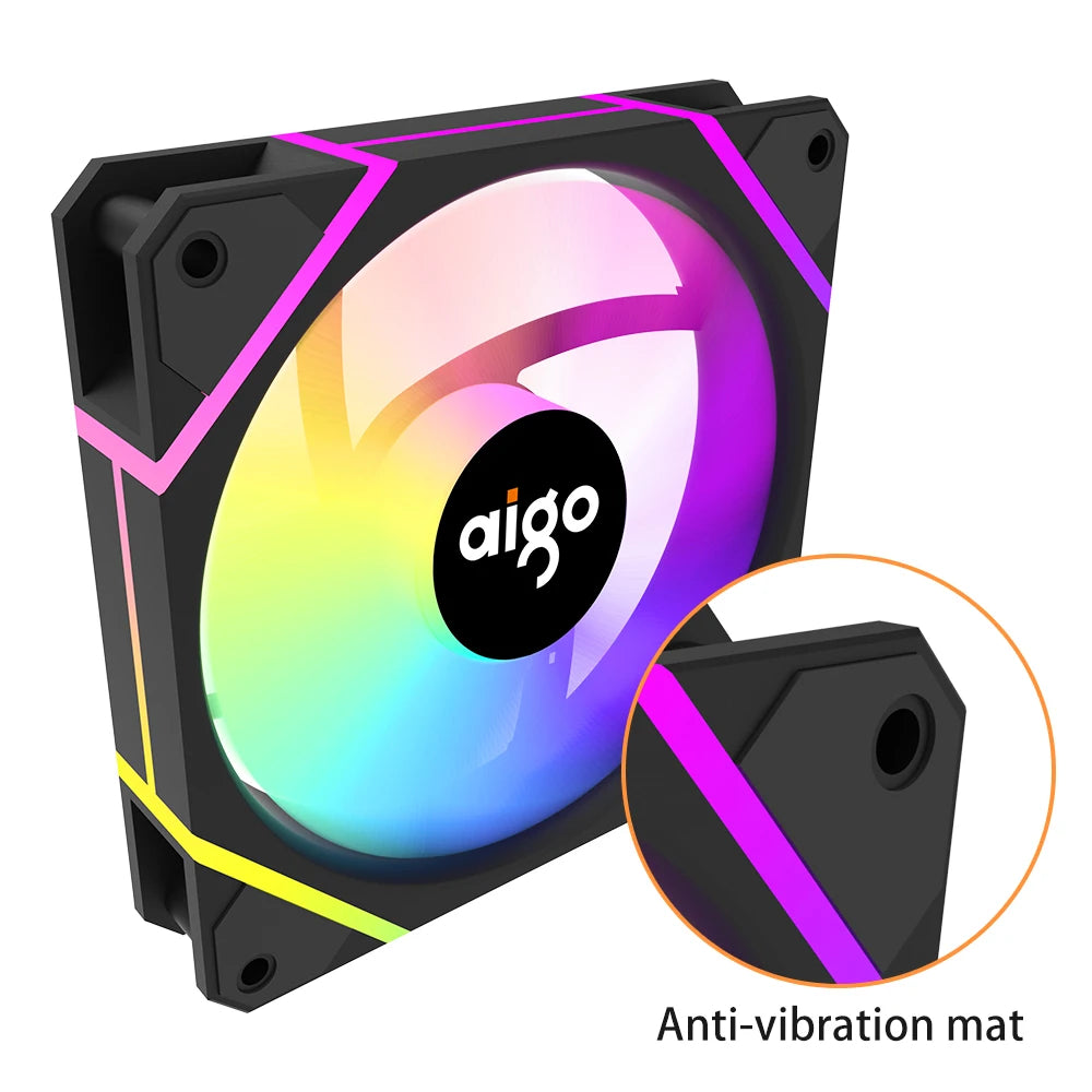 Aigo AM12 Rgb Fan Ventoinha PC Controladora 120mm Computer Case Fan Kit 6pin Water Cooler CPU Cooling Fans Argb 12cm Ventilador