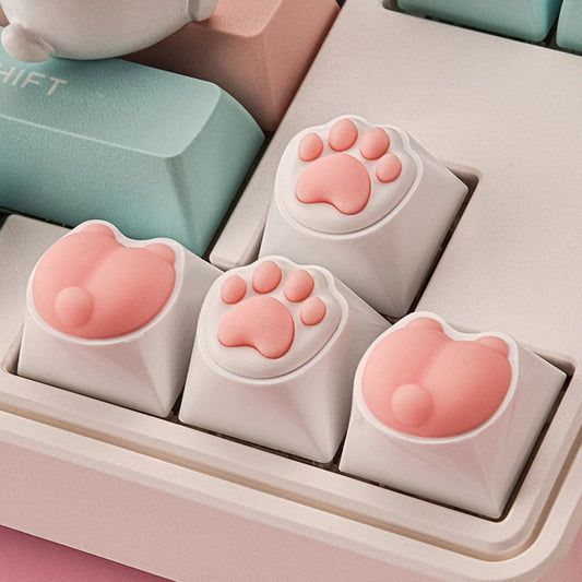 Cat Paw Keycaps For Mechanical Keyboard Switch DIY Custom Key Cap Soft Silicone Keycup Pink Color