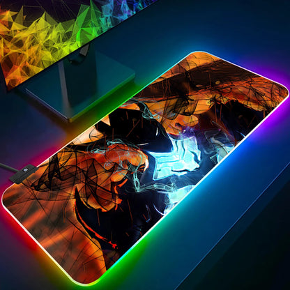 Solo Leveling Shadow King RGB Pc Gamer Keyboard Mouse Pad Mousepad LED Glowing Mouse Mats Rubber Gaming Computer Mausepad