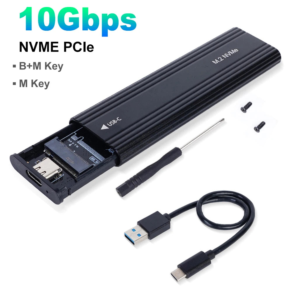 M2 SSD Case NVMe SATA Dual Protocol 10Gbps M.2 to USB Type C 3.1 Gen2 SSD Adapter NVME PCIE NGFF SATA SSD Disk Box SSD Enclosure