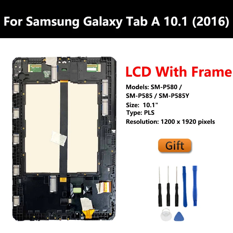 For Samsung Galaxy Tab A 10.1 2016 SM-T580 /T585 / P580 / P585  tablet LCD Display Touch Screen Digitizer Assembly Replacement