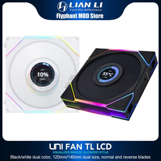 Lian Li LCD TL120 TL140 Forward/Reverse Computer Case Uni Fan, 1.6'' Monitor Display 400*400, 1 / 3 Pcs Pack, New Arrival