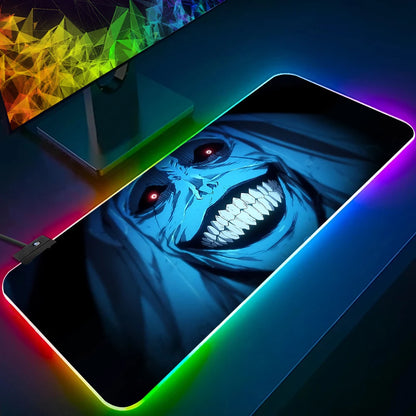 Solo Leveling Shadow King RGB Pc Gamer Keyboard Mouse Pad Mousepad LED Glowing Mouse Mats Rubber Gaming Computer Mausepad