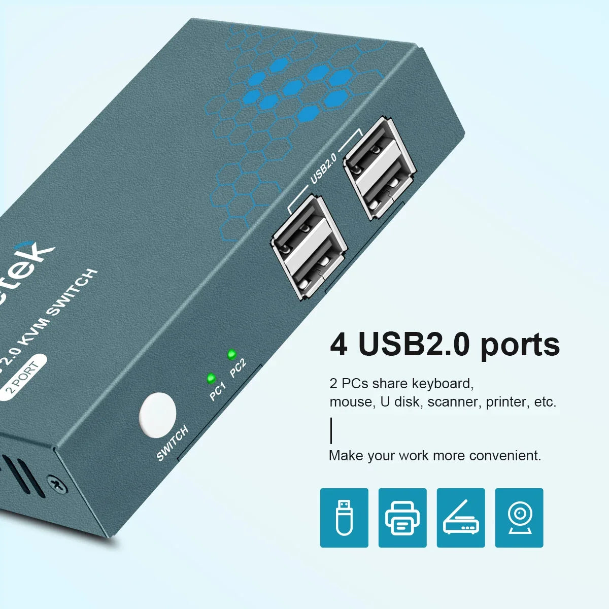 2 Port KVM Switches with 4K@30Hz   USB 2.0 2 Computers 1 Monitor KVM Switch Supporting Wireless Keyboard and Mouse Plug and Play