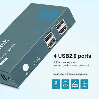 2 Port KVM Switches with 4K@30Hz   USB 2.0 2 Computers 1 Monitor KVM Switch Supporting Wireless Keyboard and Mouse Plug and Play