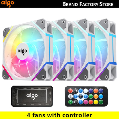 Aigo AM12 Rgb Fan Ventoinha PC Controladora 120mm Computer Case Fan Kit 6pin Water Cooler CPU Cooling Fans Argb 12cm Ventilador